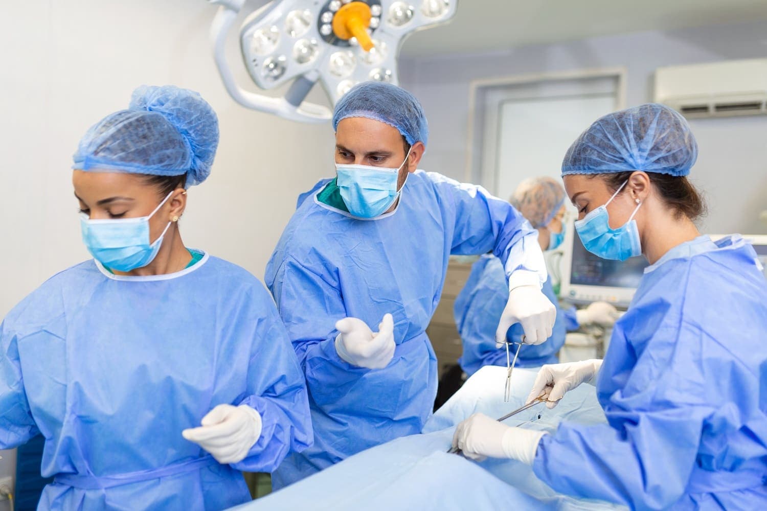 Medical researchers working in a laboratory