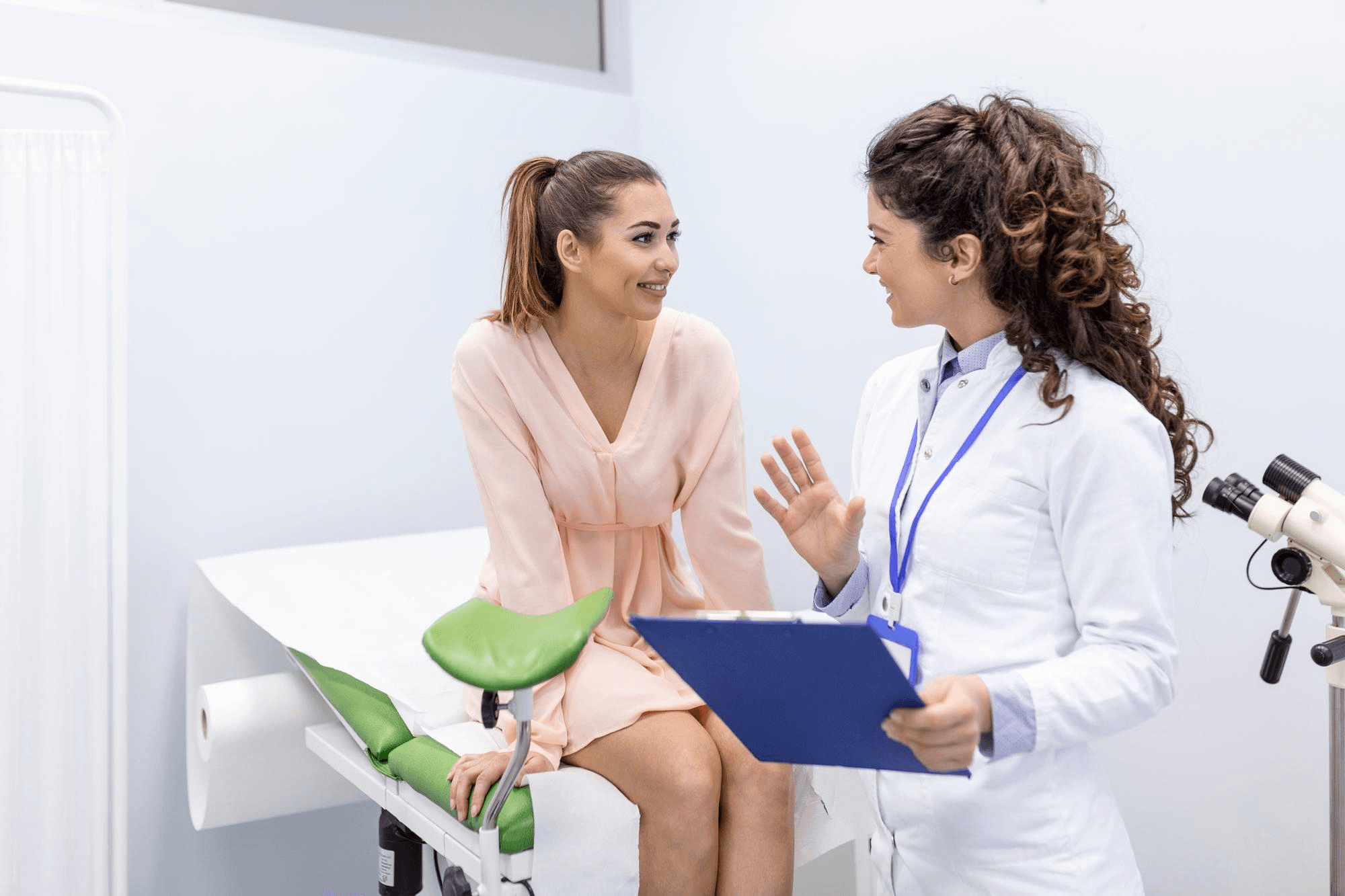 Patient consulting a gynecologist for her regular health check-up.